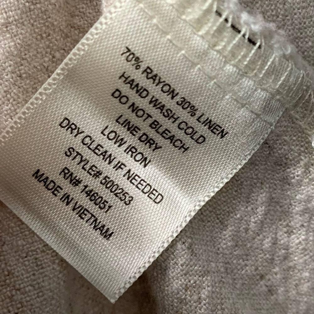 Monteau Buttoned Front V-Neckline Linen Blend Midi Dress - Picture 5 of 5